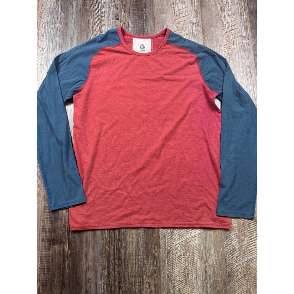 Sierra Designs Mens Large Long Sleeve Raglan Tee Red Blue Think Outside Graphic